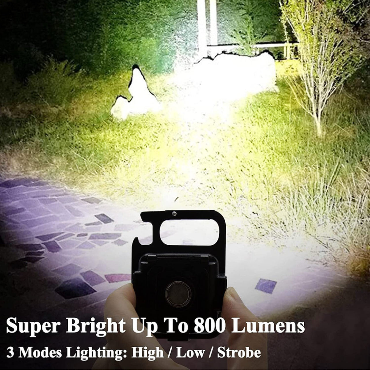 Rechargeable COB Keychain Work Light with 3 Lighting (black)