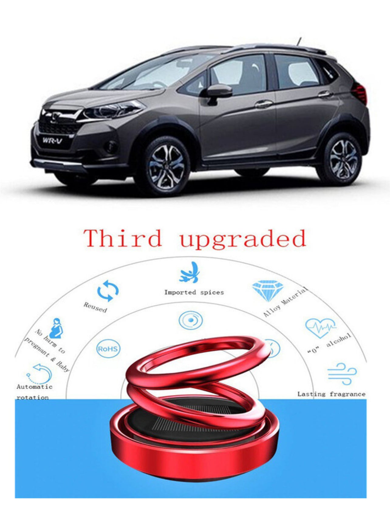 Car aroma Air freshener perfume solar power rotating perfume diffuser for car diffuser (125g) (multicolour)