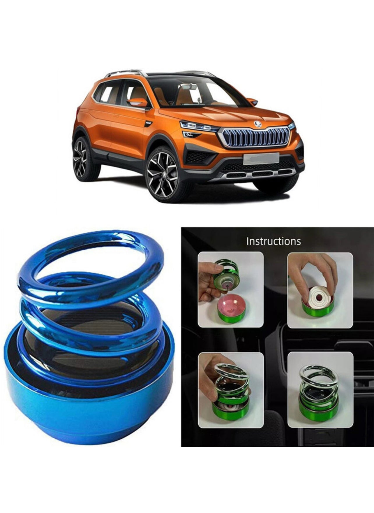 Car aroma Air freshener perfume solar power rotating perfume diffuser for car diffuser (125g) (multicolour)
