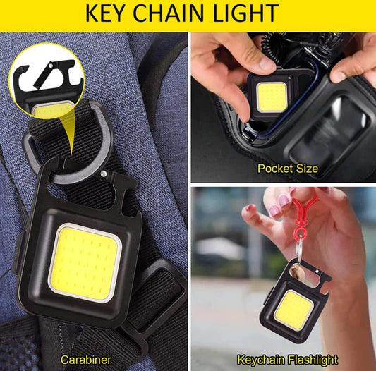 Rechargeable COB Keychain Work Light with 3 Lighting  (black)